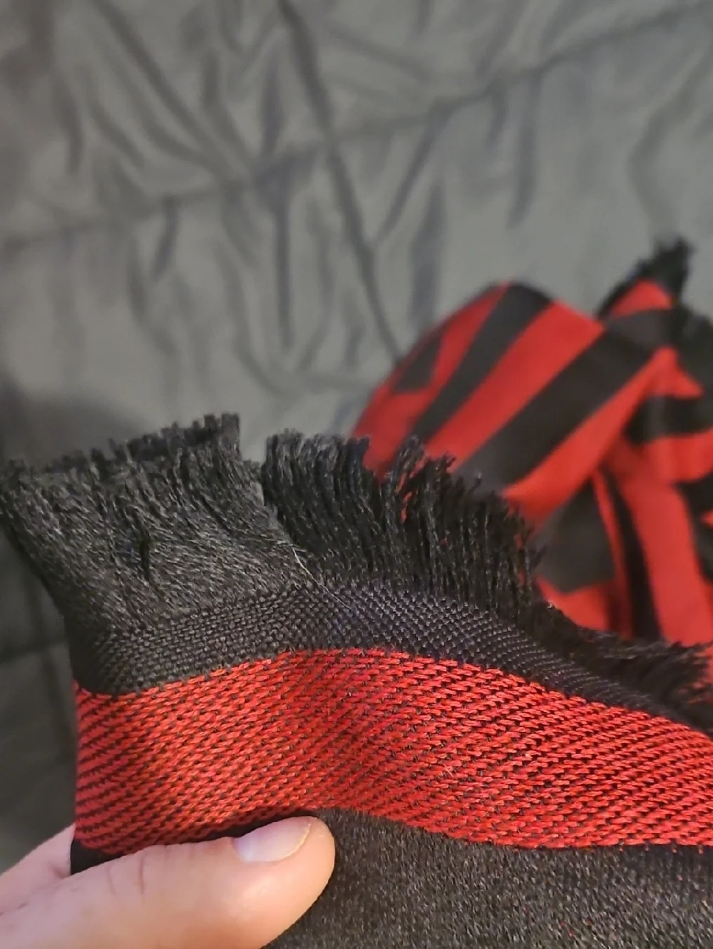 Versace Black & Red Striped Logo Scarf‎ with Yellow Accent